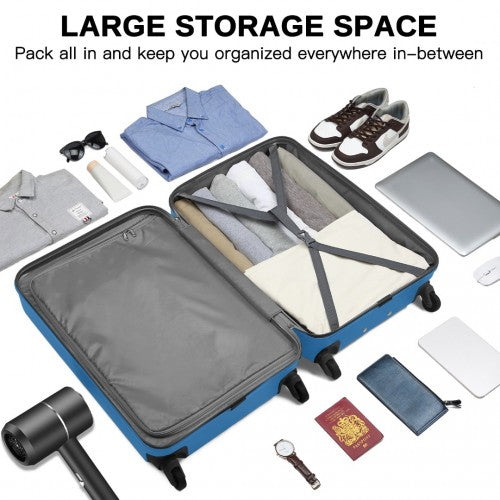 KSK2477 - Kono Durable 24 Inch Lightweight ABS+PC Vertical Textured Check-in Suitcase with Secure 3-Digit Lock - Navy