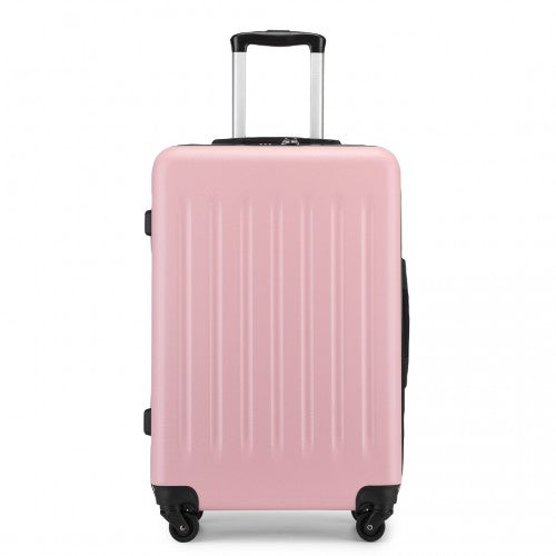 KSK2477 - Kono Durable 24 Inch Lightweight ABS+PC Vertical Textured Check-in Suitcase with Secure 3-Digit Lock - Pink