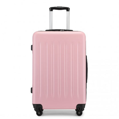 KSK2477 - Kono Durable 24 Inch Lightweight ABS+PC Vertical Textured Check-in Suitcase with Secure 3-Digit Lock - Pink