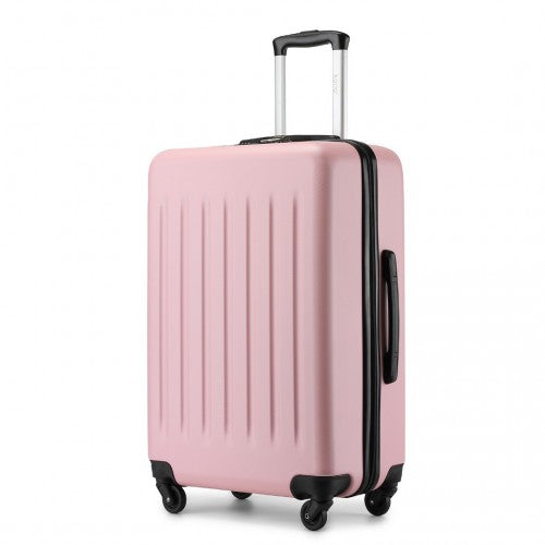 KSK2477 - Kono Durable 24 Inch Lightweight ABS+PC Vertical Textured Check-in Suitcase with Secure 3-Digit Lock - Pink