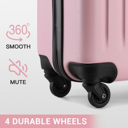 KSK2477 - Kono Durable 24 Inch Lightweight ABS+PC Vertical Textured Check-in Suitcase with Secure 3-Digit Lock - Pink