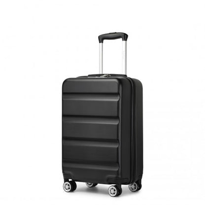 KSK2482 - Kono 19 Inch Stylish Horizontal Engraved Hard Shell ABS+PC Cabin Carry-On Suitcase with TSA Lock - Black