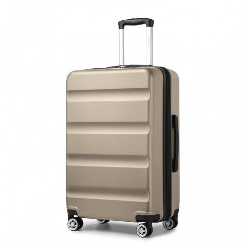 KSK2482 - Kono 24 Inch Expandable Horizontal Engraved Hard Shell ABS+PC Check-In Suitcase with TSA Lock - Gold