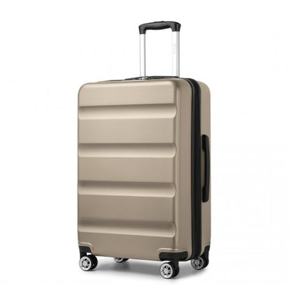 KSK2482 - Kono 28 Inch Expandable Horizontal Engraved Hard Shell ABS+PC Check-In Suitcase with TSA Lock - Gold