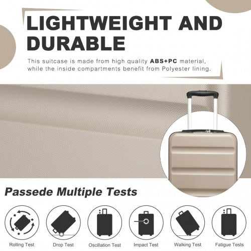 KSK2482 - Kono 28 Inch Expandable Horizontal Engraved Hard Shell ABS+PC Check-In Suitcase with TSA Lock - Gold