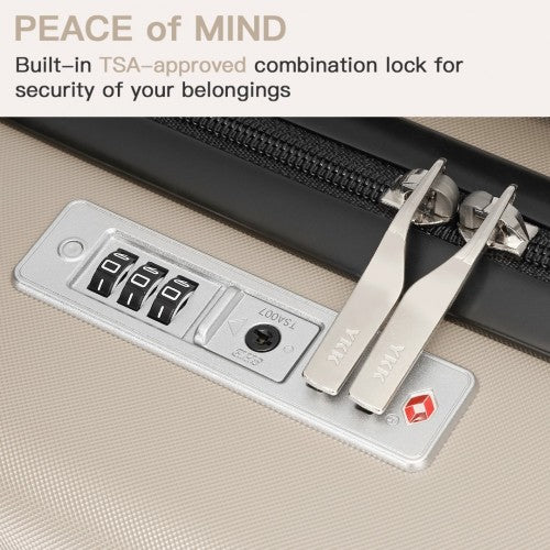KSK2482 - Kono 24 Inch Expandable Horizontal Engraved Hard Shell ABS+PC Check-In Suitcase with TSA Lock - Gold