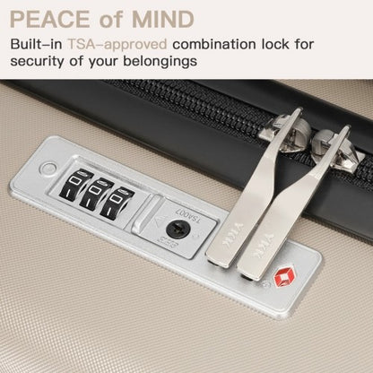 KSK2482 - Kono 24 Inch Expandable Horizontal Engraved Hard Shell ABS+PC Check-In Suitcase with TSA Lock - Gold