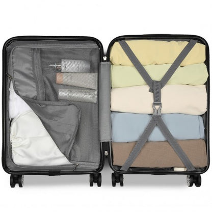 KSK2482 - Kono 3-Piece Horizontal Engraved Hard Shell ABS+PC Suitcase with TSA Lock - Gold