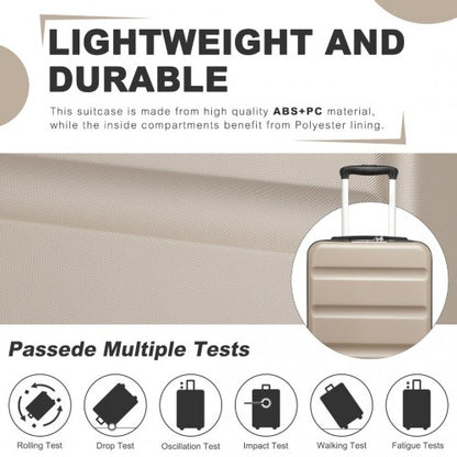 KSK2482 - Kono 3-Piece Horizontal Engraved Hard Shell ABS+PC Suitcase with TSA Lock - Gold