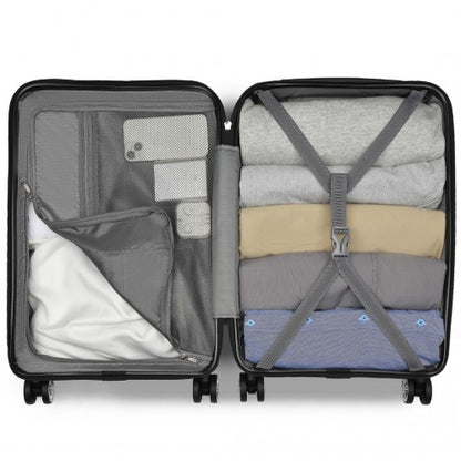 KSK2482 - Kono 24 Inch Expandable Horizontal Engraved Hard Shell ABS+PC Check-In Suitcase with TSA Lock - Grey