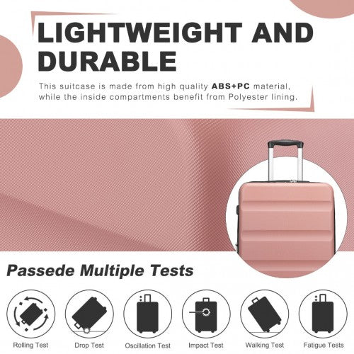 KSK2482 - Kono 28 Inch Expandable Horizontal Engraved Hard Shell ABS+PC Check-In Suitcase with TSA Lock - Nude