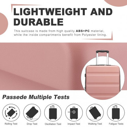 KSK2482 - Kono 28 Inch Expandable Horizontal Engraved Hard Shell ABS+PC Check-In Suitcase with TSA Lock - Nude