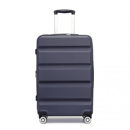 KSK2482 - Kono 24 Inch Expandable Horizontal Engraved Hard Shell ABS+PC Check-In Suitcase with TSA Lock - Navy