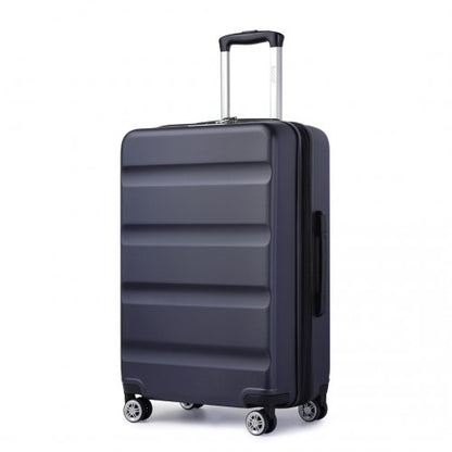 KSK2482 - Kono 24 Inch Expandable Horizontal Engraved Hard Shell ABS+PC Check-In Suitcase with TSA Lock - Navy