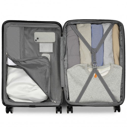 KSK2482 - Kono 24 Inch Expandable Horizontal Engraved Hard Shell ABS+PC Check-In Suitcase with TSA Lock - Navy