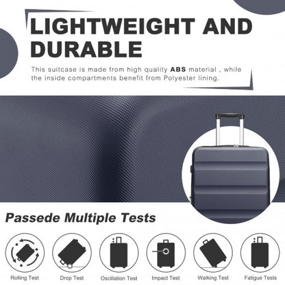 KSK2482 - Kono 24 Inch Expandable Horizontal Engraved Hard Shell ABS+PC Check-In Suitcase with TSA Lock - Navy