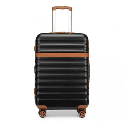 KSK2484 - Kono 28 Inch Expandable Lightweight Hard Shell ABS+PC Check-In Suitcase with TSA Lock Ideal for Extended Trips and Secure Travel - Black And Brown