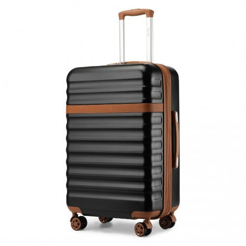 KSK2484 - Kono 28 Inch Expandable Lightweight Hard Shell ABS+PC Check-In Suitcase with TSA Lock Ideal for Extended Trips and Secure Travel - Black And Brown