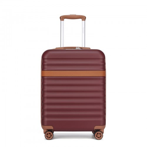 KSK2484 - Kono 20 Inch Stylish Lightweight Hard Shell ABS+PC Cabin Carry-On Suitcase with TSA Lock for Enhanced Security - Burgundy and Brown