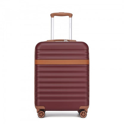 KSK2484 - Kono 20 Inch Stylish Lightweight Hard Shell ABS+PC Cabin Carry-On Suitcase with TSA Lock for Enhanced Security - Burgundy and Brown