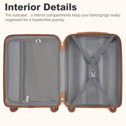 KSK2484 - Kono 20 Inch Stylish Lightweight Hard Shell ABS+PC Cabin Carry-On Suitcase with TSA Lock for Enhanced Security - Burgundy and Brown
