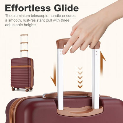 KSK2484 - Kono 24 Inch Expandable Lightweight Hard Shell ABS+PC Check-In Suitcase with TSA Lock Ideal for Extended Trips and Secure Travel - Burgundy And Brown