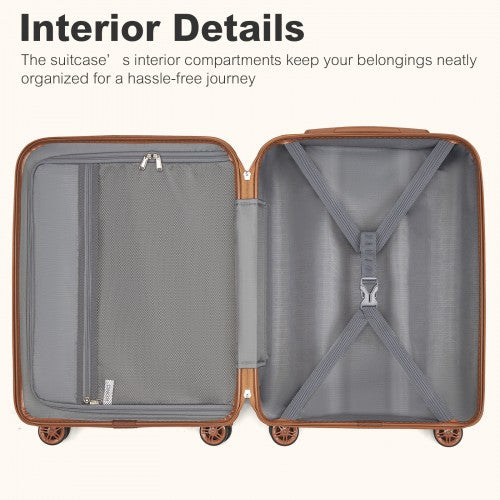KSK2484 - Kono 28 Inch Expandable Lightweight Hard Shell ABS+PC Check-In Suitcase with TSA Lock Ideal for Extended Trips and Secure Travel - Burgundy And Brown