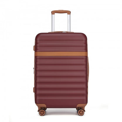 KSK2484 - Kono 3-Piece Expandable Luggage Set 20"/24"/28" Durable Hard Shell ABS+PC Suitcases with TSA Lock for Secure Travel - Burgundy and Brown