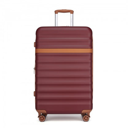 KSK2484 - Kono 28 Inch Expandable Lightweight Hard Shell ABS+PC Check-In Suitcase with TSA Lock Ideal for Extended Trips and Secure Travel - Burgundy And Brown