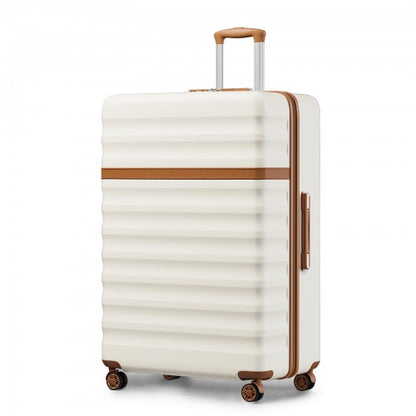 KSK2484 - Kono 32-Inch ABS+PC Extra Large Hard Shell Spinner Suitcase with Telescopic Handle - Cream and Brown