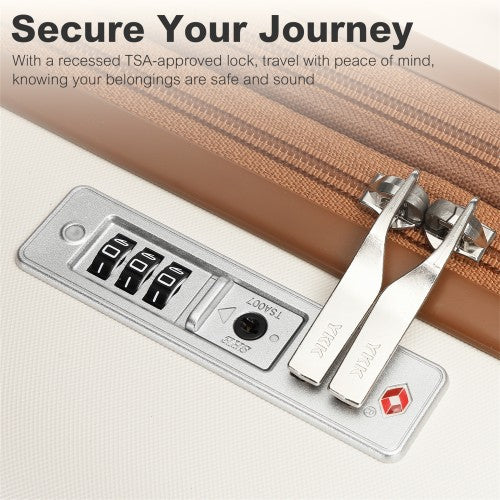 KSK2484 - Kono 32-Inch ABS+PC Extra Large Hard Shell Spinner Suitcase with Telescopic Handle - Cream and Brown