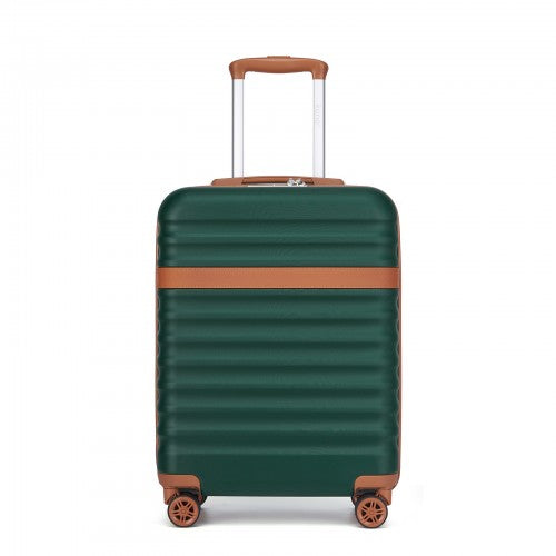 KSK2484 - Kono 20 Inch Stylish Lightweight Hard Shell ABS+PC Cabin Carry-On Suitcase with TSA Lock for Enhanced Security - Green and Brown