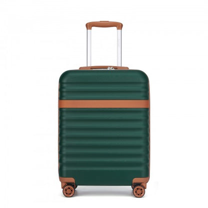 KSK2484 - Kono 20 Inch Stylish Lightweight Hard Shell ABS+PC Cabin Carry-On Suitcase with TSA Lock for Enhanced Security - Green and Brown