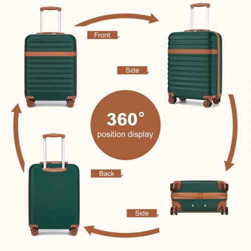 KSK2484 - Kono 20 Inch Stylish Lightweight Hard Shell ABS+PC Cabin Carry-On Suitcase with TSA Lock for Enhanced Security - Green and Brown