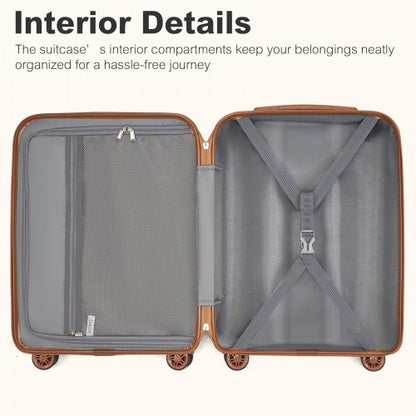 KSK2484 - Kono 20 Inch Stylish Lightweight Hard Shell ABS+PC Cabin Carry-On Suitcase with TSA Lock for Enhanced Security - Green and Brown