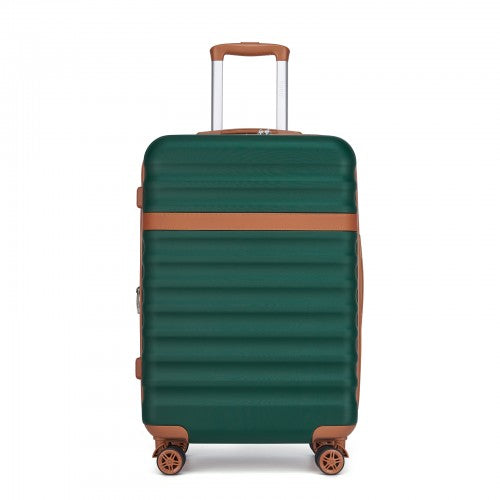 KSK2484 - Kono 24 Inch Expandable Lightweight Hard Shell ABS+PC Check-In Suitcase with TSA Lock Ideal for Extended Trips and Secure Travel - Green And Brown