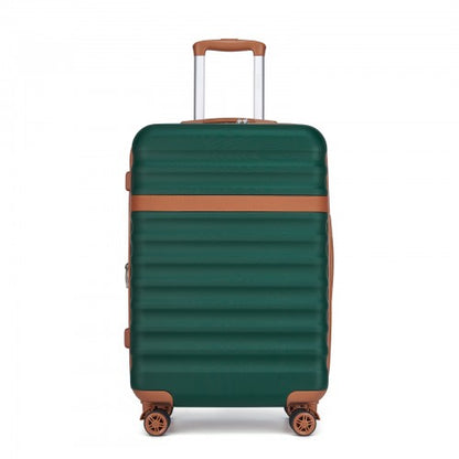 KSK2484 - Kono 24 Inch Expandable Lightweight Hard Shell ABS+PC Check-In Suitcase with TSA Lock Ideal for Extended Trips and Secure Travel - Green And Brown