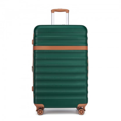 KSK2484 - Kono 28 Inch Expandable Lightweight Hard Shell ABS+PC Check-In Suitcase with TSA Lock Ideal for Extended Trips and Secure Travel - Green And Brown