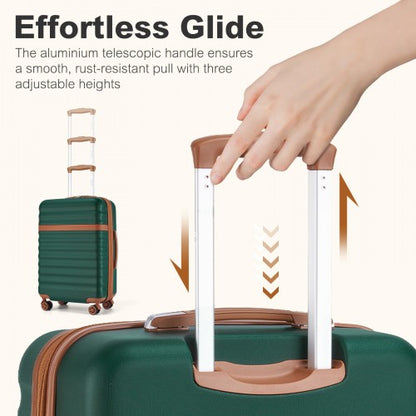 KSK2484 - Kono 24 Inch Expandable Lightweight Hard Shell ABS+PC Check-In Suitcase with TSA Lock Ideal for Extended Trips and Secure Travel - Green And Brown