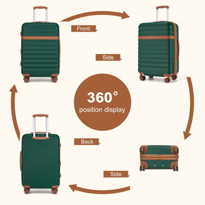 KSK2484 - Kono 24 Inch Expandable Lightweight Hard Shell ABS+PC Check-In Suitcase with TSA Lock Ideal for Extended Trips and Secure Travel - Green And Brown