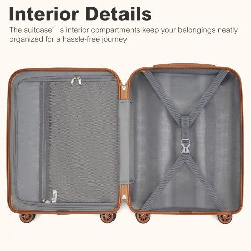 KSK2484 - Kono 24 Inch Expandable Lightweight Hard Shell ABS+PC Check-In Suitcase with TSA Lock Ideal for Extended Trips and Secure Travel - Green And Brown