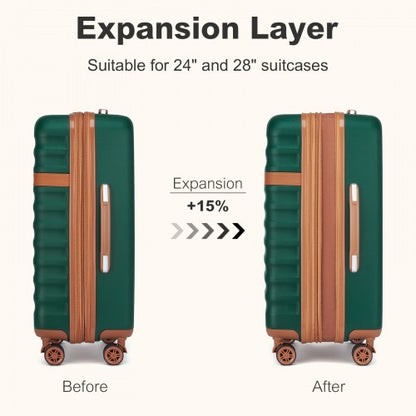KSK2484 - Kono 24 Inch Expandable Lightweight Hard Shell ABS+PC Check-In Suitcase with TSA Lock Ideal for Extended Trips and Secure Travel - Green And Brown