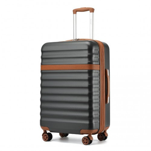 KSK2484 - Kono 3-Piece Expandable Luggage Set 20"/24"/28" Durable Hard Shell ABS+PC Suitcases with TSA Lock for Secure Travel - Grey and Brown