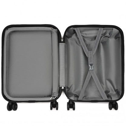 KSK2485 - Kono 20 Inch Premium ABS Cabin Carry-On Suitcase with Secure Combination Lock for Effortless Travel - Grey and black