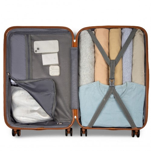 KSK2486 - Kono Stylish ABS+PC 28 Inch Polka Dot Hard Shell Suitcase With TSA Lock - Black And Brown
