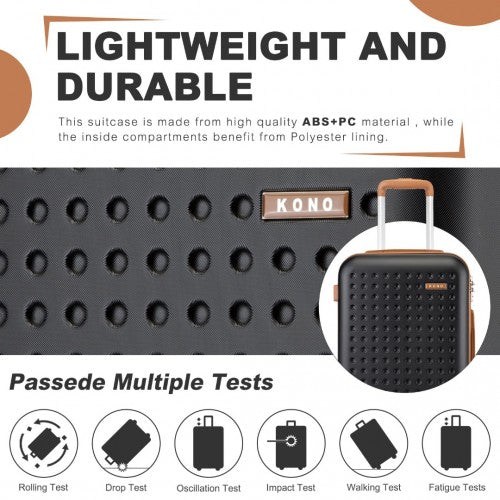 KSK2486 - Kono Stylish ABS+PC 28 Inch Polka Dot Hard Shell Suitcase With TSA Lock - Black And Brown