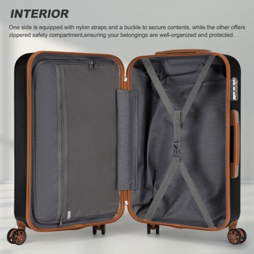 KSK2486 - Kono Stylish ABS+PC 28 Inch Polka Dot Hard Shell Suitcase With TSA Lock - Black And Brown