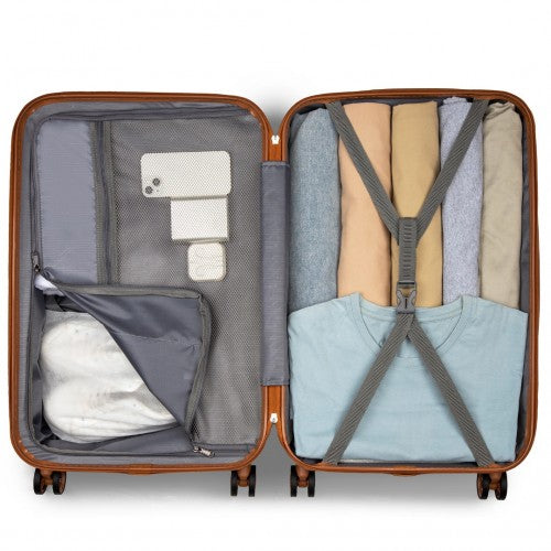 KSK2486 - Kono Stylish ABS+PC 24 Inch Polka Dot Hard Shell Suitcase With TSA Lock - Navy And Brown
