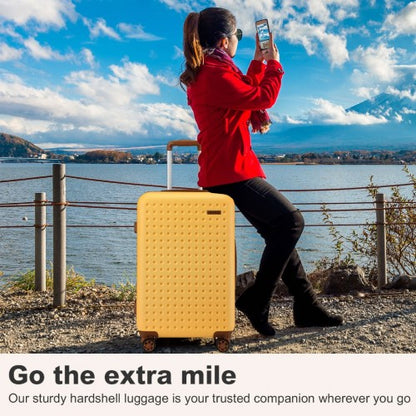 KSK2486 - Kono Stylish ABS+PC 24 Inch Polka Dot Hard Shell Suitcase With TSA Lock - Yellow And Brown