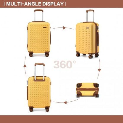 KSK2486 - Kono Stylish ABS+PC 24 Inch Polka Dot Hard Shell Suitcase With TSA Lock - Yellow And Brown